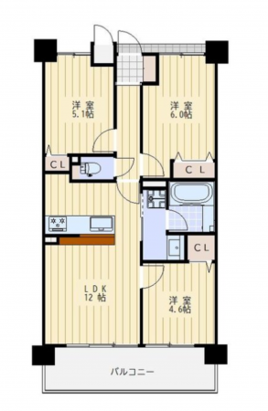 京都市伏見区深草正覚町、マンションの間取り画像です