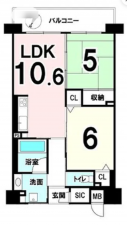 京都市伏見区淀木津町、マンションの間取り画像です