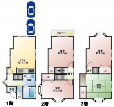 京都市伏見区羽束師志水町、中古一戸建ての間取り画像です