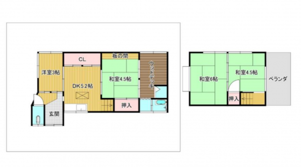 京都市南区吉祥院九条町、中古一戸建ての間取り画像です