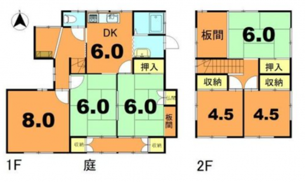 京都市伏見区深草南明町、中古一戸建ての間取り画像です