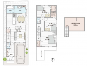 京都市伏見区醍醐南西裏町、新築一戸建ての間取り画像です