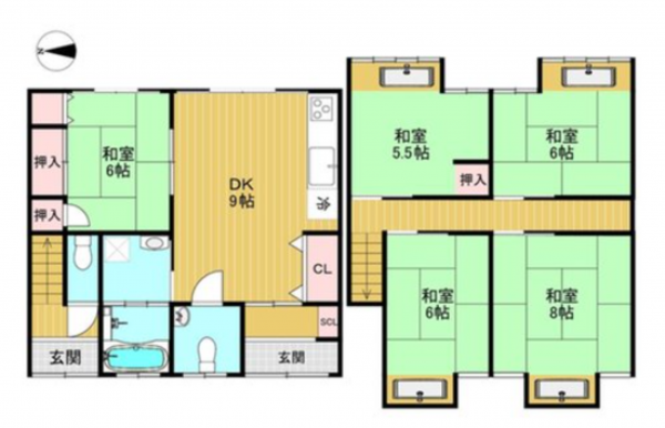 京都市南区東九条中御霊町、中古一戸建ての間取り画像です