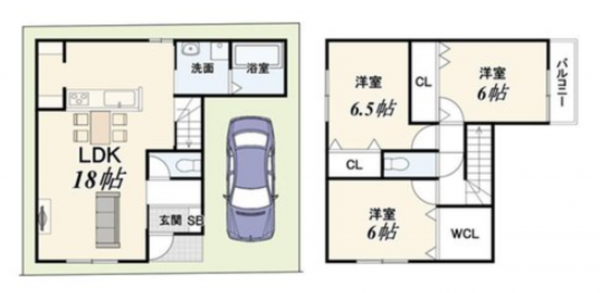 京都市南区上鳥羽高畠町、土地の建築プラン例画像です