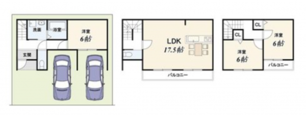 京都市南区上鳥羽高畠町、土地の建築プラン例画像です