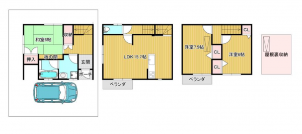 京都市南区吉祥院池田町、中古一戸建ての間取り画像です