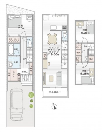 京都市伏見区久我御旅町、土地の建築プラン例画像です