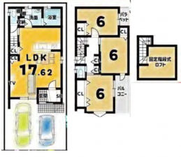 京都市伏見区淀際目町、新築一戸建ての間取り画像です