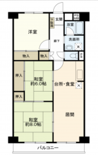 京都市伏見区横大路貴船、マンションの間取り画像です