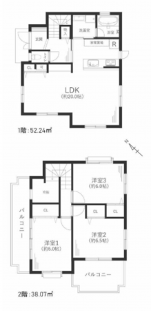 京都市伏見区醍醐新町裏町、中古一戸建ての間取り画像です