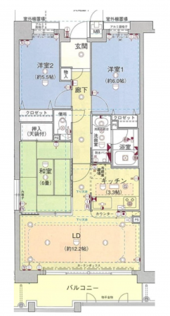 京都市伏見区桃山最上町、マンションの間取り画像です