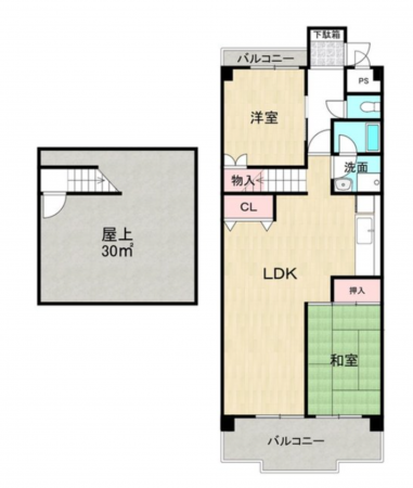 京都市南区久世上久世町、マンションの間取り画像です