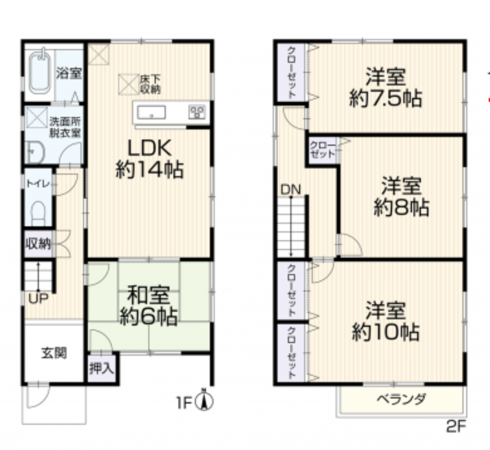 京都市伏見区久我石原町、中古一戸建ての間取り画像です