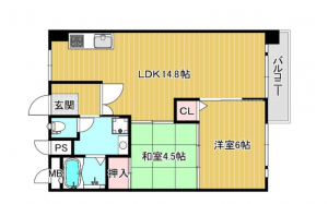 京都市南区西九条南田町、マンションの間取り画像です