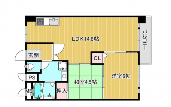 京都市南区西九条南田町、マンションの間取り画像です