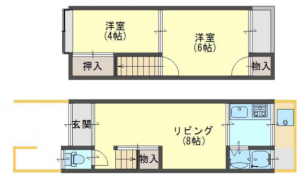 京都市伏見区羽束師鴨川町、収益物件/住宅の間取り画像です
