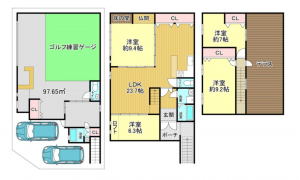 京都市伏見区醍醐高畑町、中古一戸建ての間取り画像です