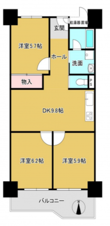 京都市南区吉祥院石原長田町、マンションの間取り画像です
