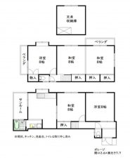 京都市伏見区深草鞍ケ谷、中古一戸建ての間取り画像です