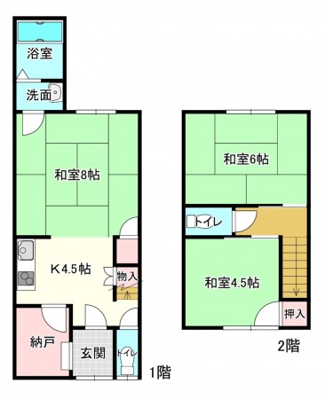 京都市伏見区深草越後屋敷町、収益物件/住宅の間取り画像です