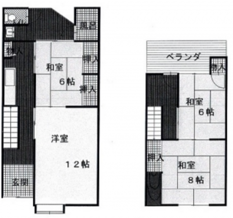 京都市南区東九条石田町、収益物件/住宅の間取り画像です