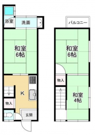 京都市伏見区深草大亀谷万帖敷町、収益物件/住宅の間取り画像です