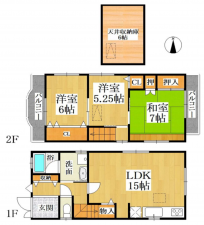 京都市伏見区西大文字町、収益物件/住宅の間取り画像です