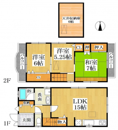 京都市伏見区西大文字町、収益物件/住宅の間取り画像です