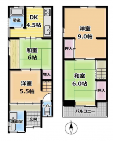 京都市伏見区深草フチ町、収益物件/住宅の間取り画像です