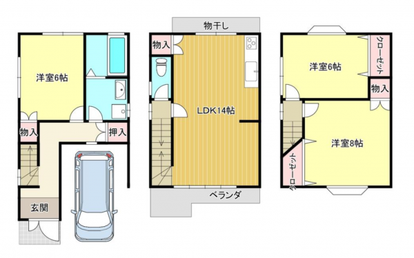 京都市伏見区日野野色町、収益物件/住宅の間取り画像です