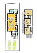 京都市伏見区深草大亀谷万帖敷町、土地の建築プラン例画像です