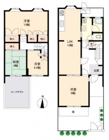 京都市伏見区桃山南大島町、収益物件/住宅の間取り画像です