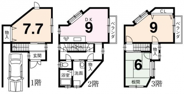京都市伏見区久我森の宮町、収益物件/住宅の間取り画像です