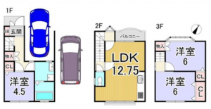 京都市伏見区桃山町泰長老、中古一戸建ての間取り画像です