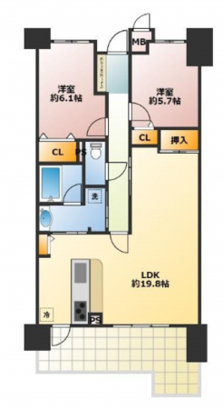 京都市南区上鳥羽高畠町、マンションの間取り画像です