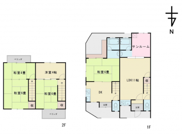 京都市伏見区津知橋町、中古一戸建ての間取り画像です