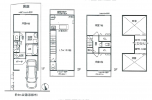 京都市伏見区久我森の宮町、新築一戸建ての間取り画像です