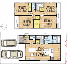 京都市伏見区醍醐御霊ケ下町、新築一戸建ての間取り画像です