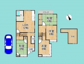 京都市伏見区醍醐槇ノ内町、中古一戸建ての間取り画像です