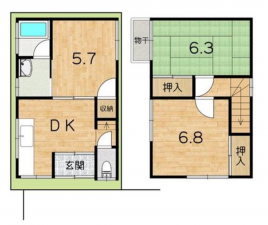 京都市伏見区向島庚申町、中古一戸建ての間取り画像です