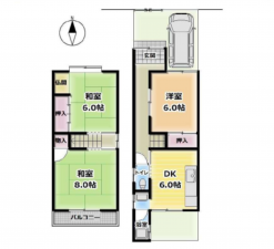 京都市伏見区醍醐新開、中古一戸建ての間取り画像です