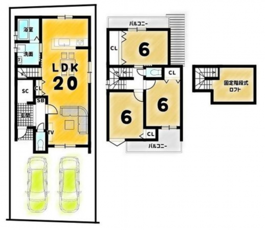 京都市伏見区深草大亀谷万帖敷町、土地の建築プラン例画像です