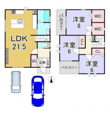 京都市伏見区久我森の宮町、中古一戸建ての間取り画像です
