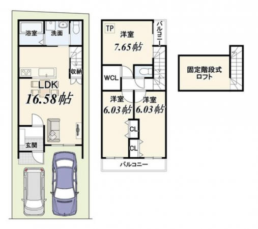京都市伏見区深草フチ町、土地の建築プラン例画像です