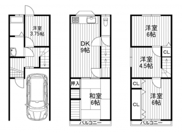 京都市伏見区納所薬師堂、中古一戸建ての間取り画像です