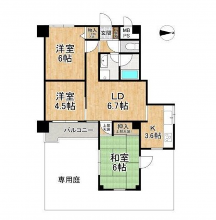 京都市伏見区日野西風呂町、マンションの間取り画像です