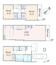 京都市南区吉祥院西ノ庄西浦町、新築一戸建ての間取り画像です