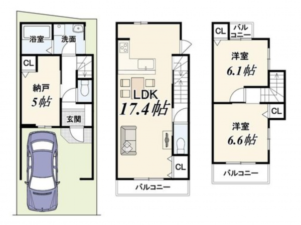 京都市伏見区深草藤森町、土地の建築プラン例画像です