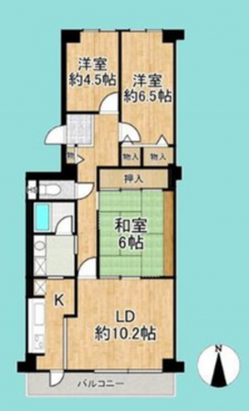 京都市伏見区深草西川原町、マンションの間取り画像です