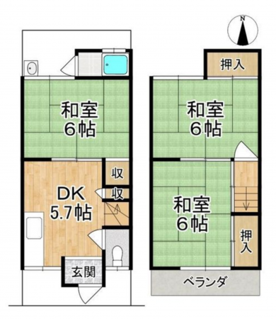 京都市伏見区深草森吉町、中古一戸建ての間取り画像です